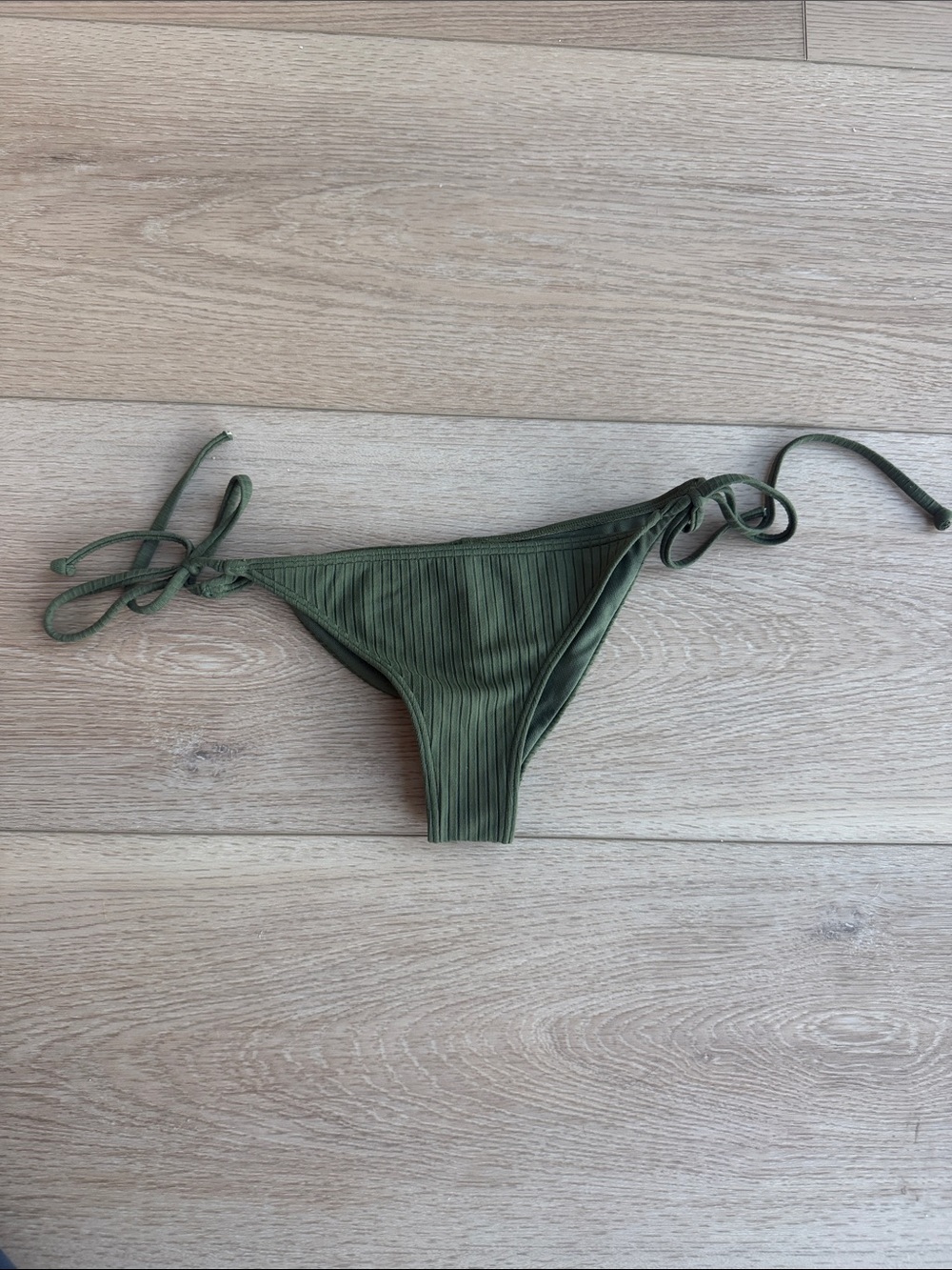 Roxy Olive Green Ribbed Tie-Side Bikini Bottom